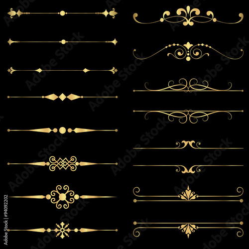 Gold Rule Lines and Ornaments 