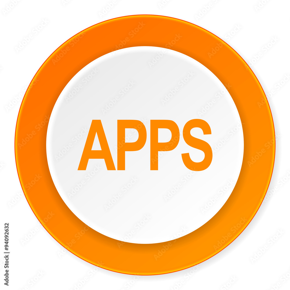 apps orange circle 3d modern design flat icon on white background apps orange circle 3d modern design flat icon on white background