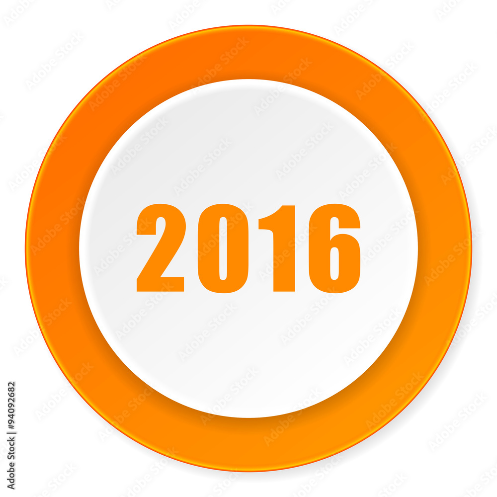 year 2016 orange circle 3d modern design flat icon on white background year 2016 orange circle 3d modern design flat icon on white background