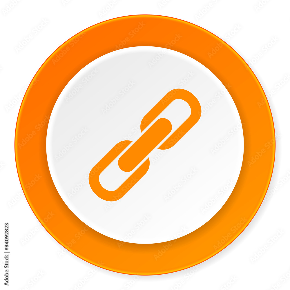 link orange circle 3d modern design flat icon on white background link orange circle 3d modern design flat icon on white background