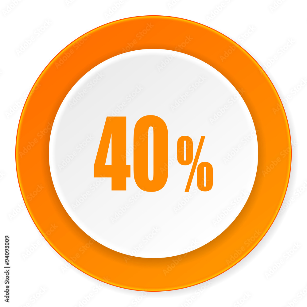 40 percent orange circle 3d modern design flat icon on white background 40 percent orange circle 3d modern design flat icon on white background