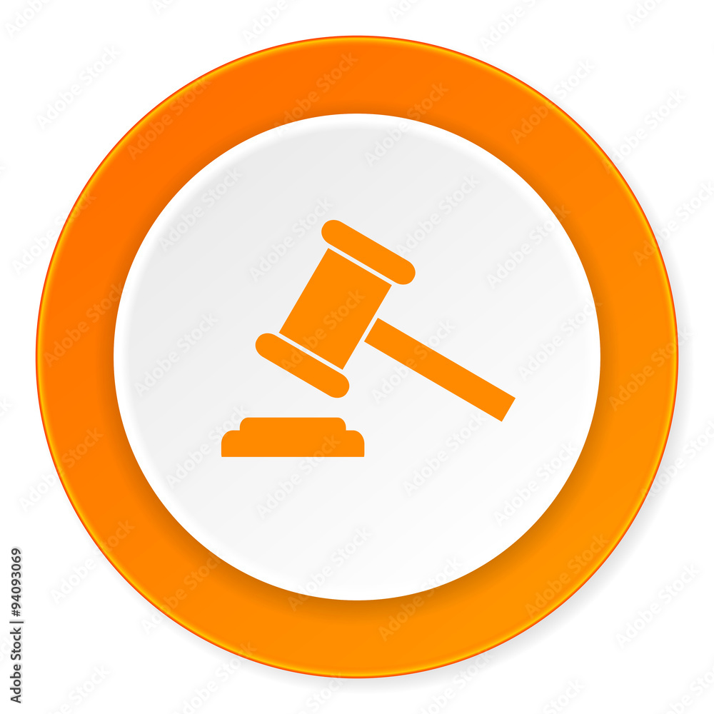auction orange circle 3d modern design flat icon on white background auction orange circle 3d modern design flat icon on white background
