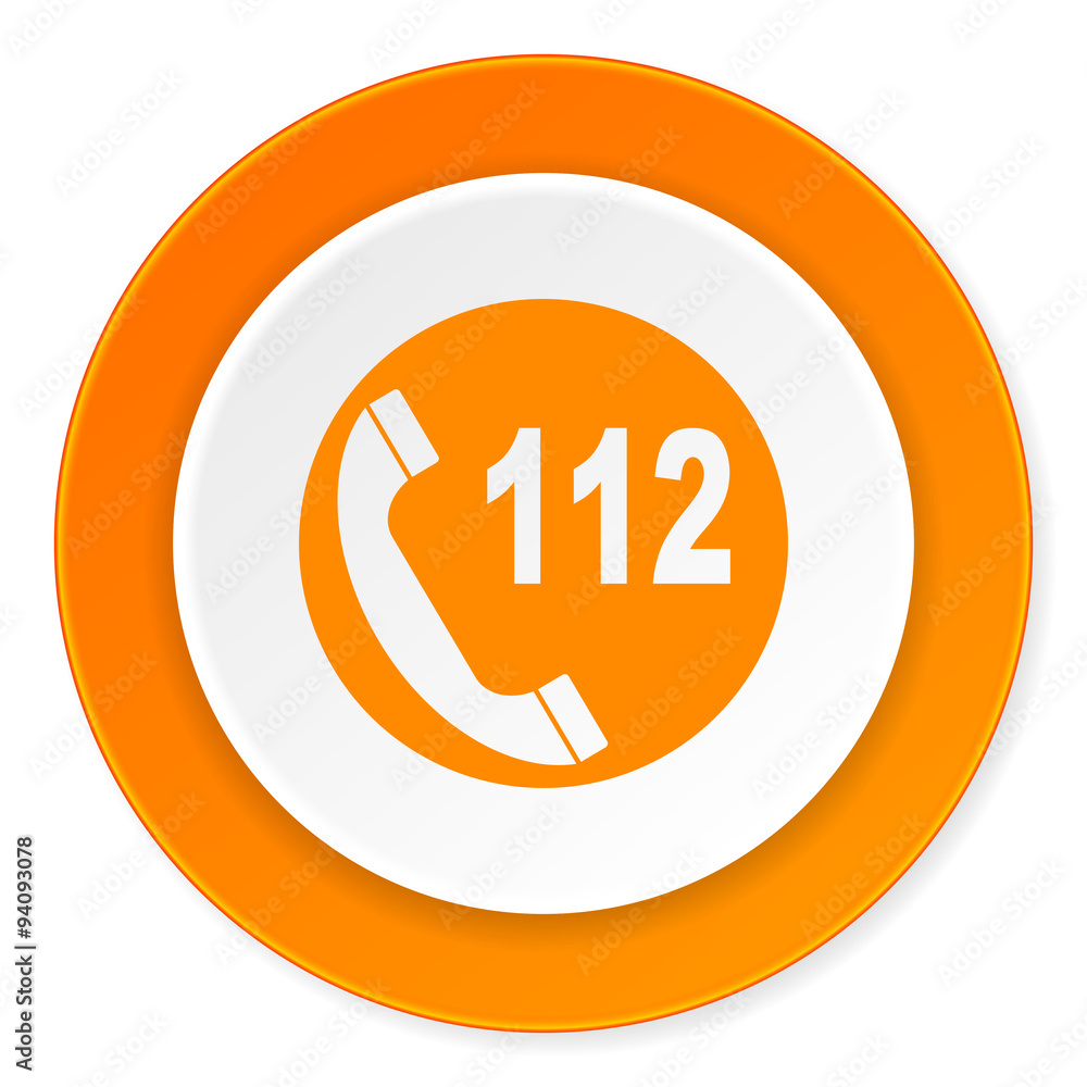 emergency call orange circle 3d modern design flat icon on white background