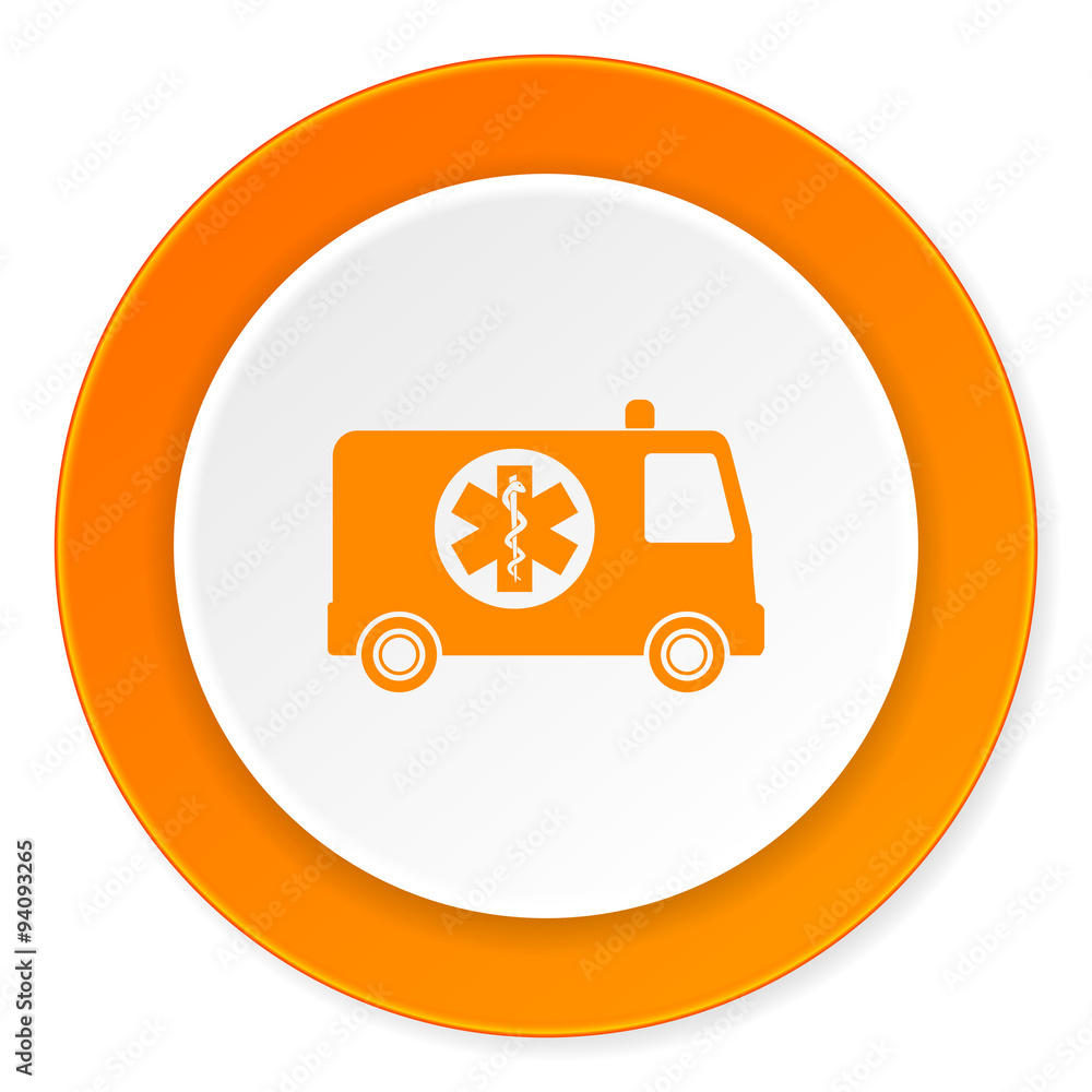ambulance orange circle 3d modern design flat icon on white background ambulance orange circle 3d modern design flat icon on white background