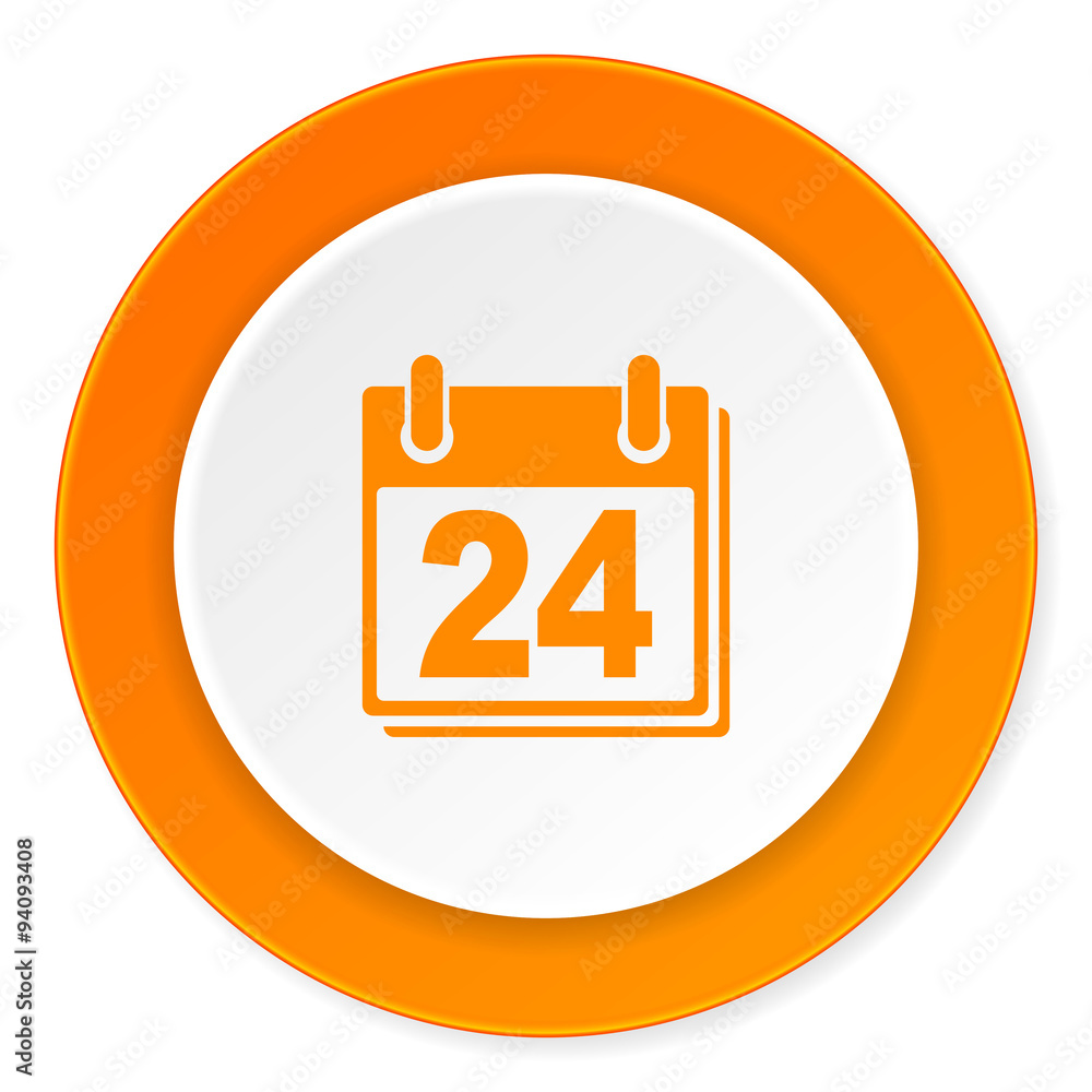 calendar orange circle 3d modern design flat icon on white background calendar orange circle 3d modern design flat icon on white background