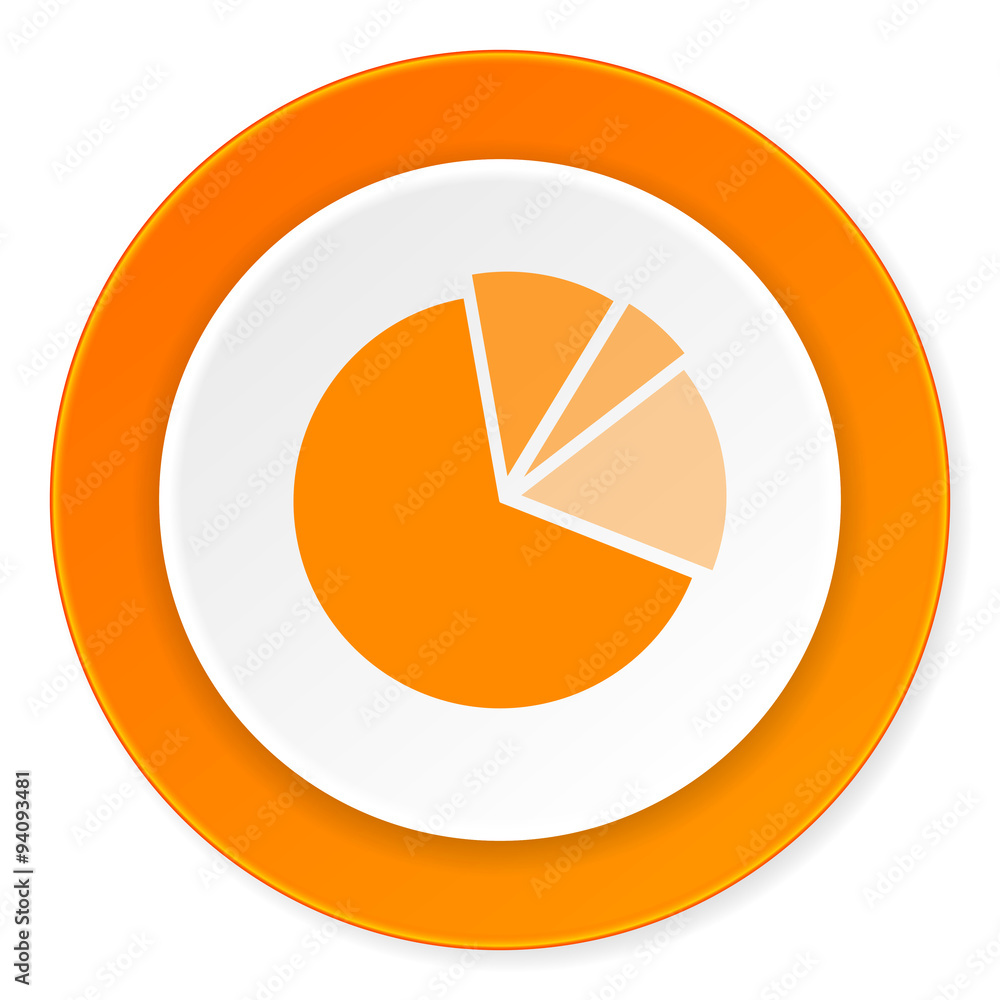 diagram orange circle 3d modern design flat icon on white background diagram orange circle 3d modern design flat icon on white background
