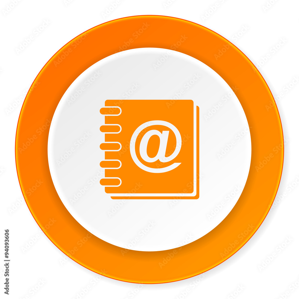address book orange circle 3d modern design flat icon on white background address book orange circle 3d modern design flat icon on white background