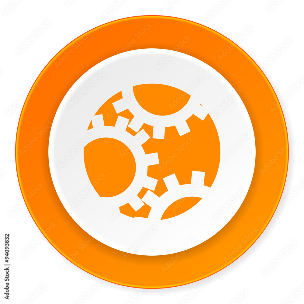 gear orange circle 3d modern design flat icon on white background gear orange circle 3d modern design flat icon on white background