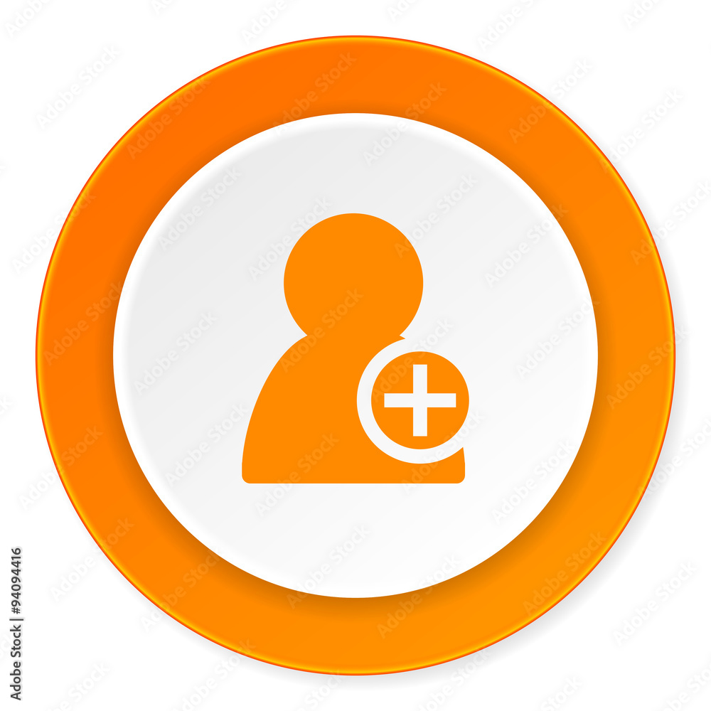 add contact orange circle 3d modern design flat icon on white background add contact orange circle 3d modern design flat icon on white background