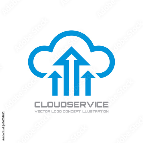Cloud Service - vector logo concept illustration. Data storage transfer upload download icon logo. Cloud and arrows in line design style. Cloud technology icon. Uploading icon. Vector logo template.