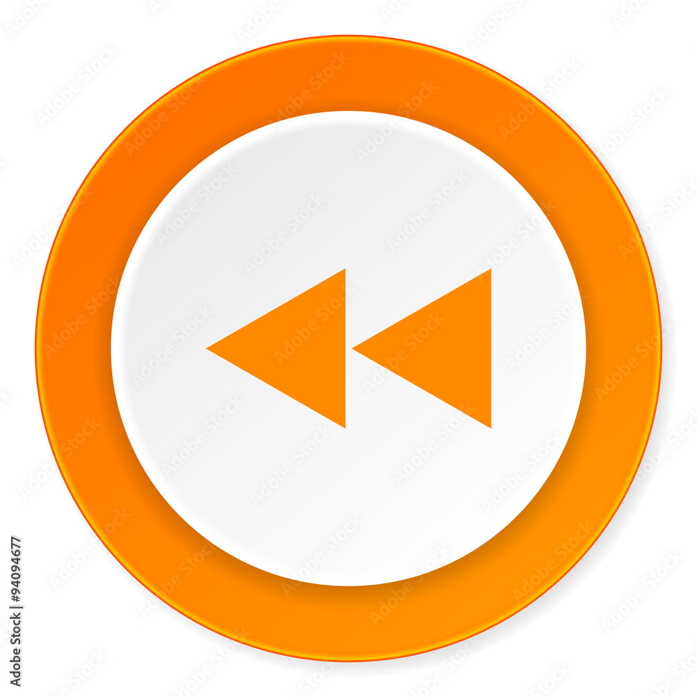 rewind orange circle 3d modern design flat icon on white background rewind orange circle 3d modern design flat icon on white background