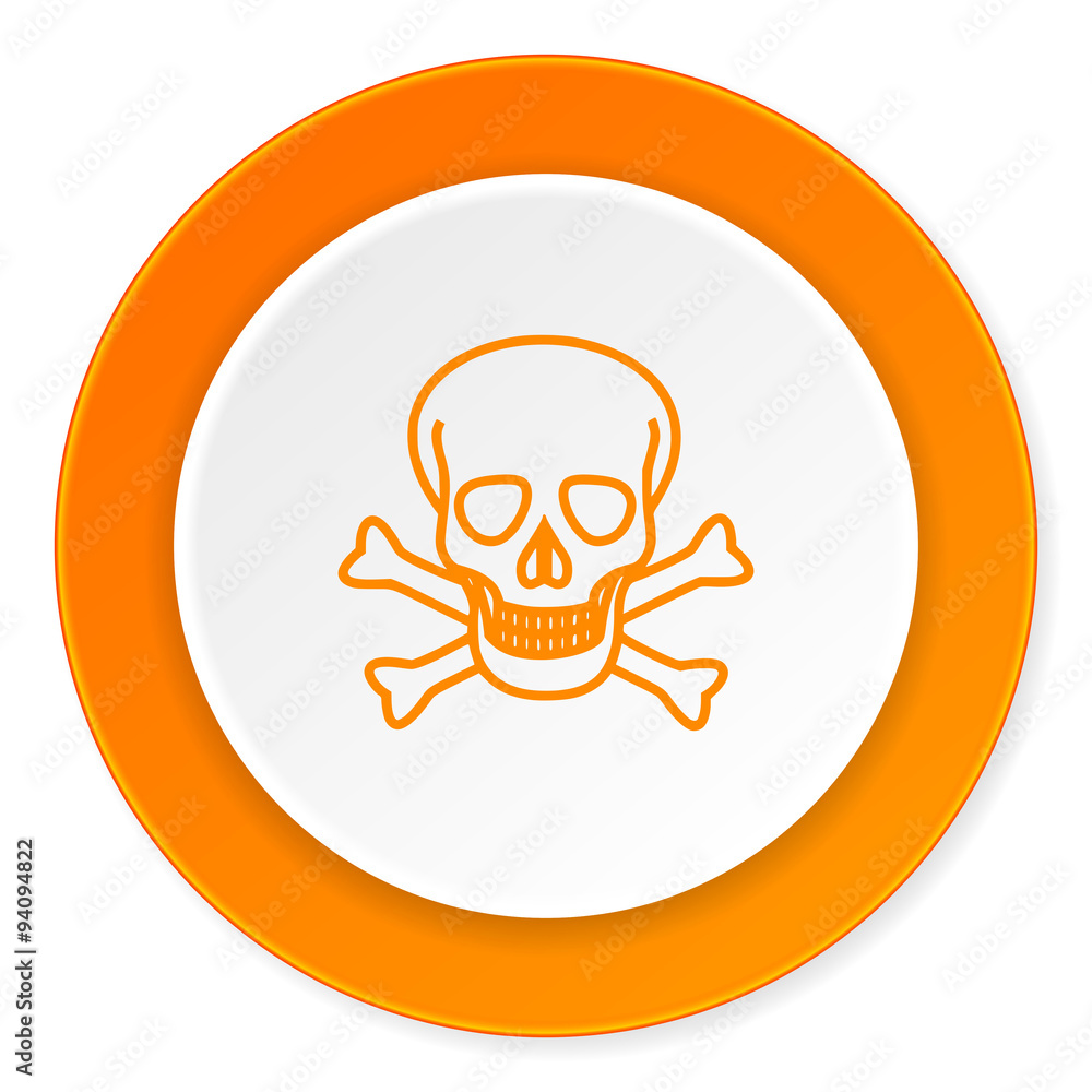 skull orange circle 3d modern design flat icon on white background skull orange circle 3d modern design flat icon on white background
