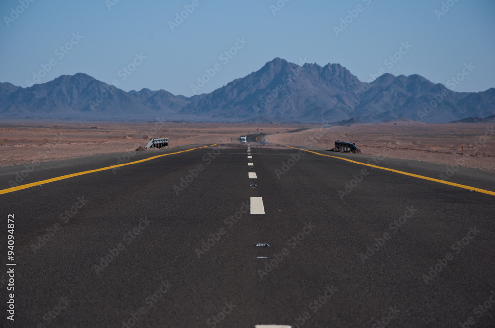 highway in Saudi desert near Al-Ula