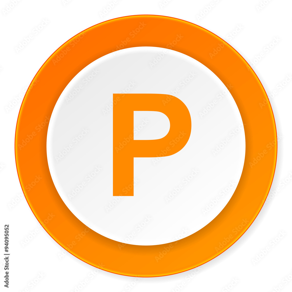 parking orange circle 3d modern design flat icon on white background parking orange circle 3d modern design flat icon on white background