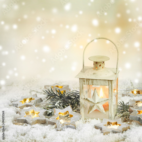 Christmas lantern with light stars