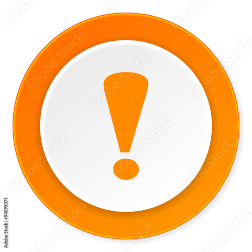 exclamation sign orange circle 3d modern design flat icon on white background