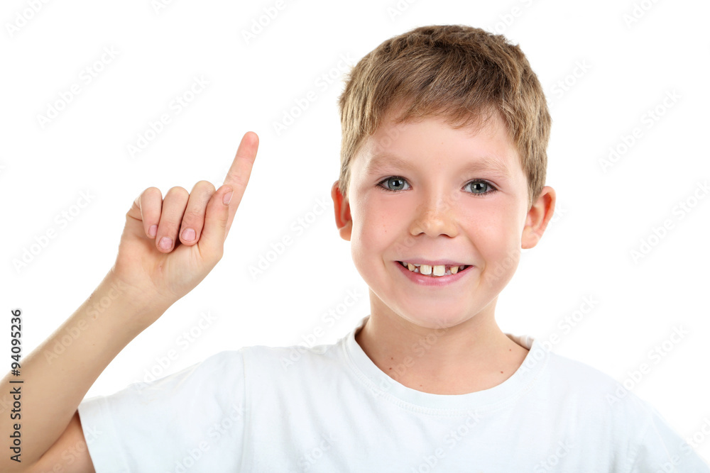 Portrait of happy little boy on white background Portrait of happy little boy on white background