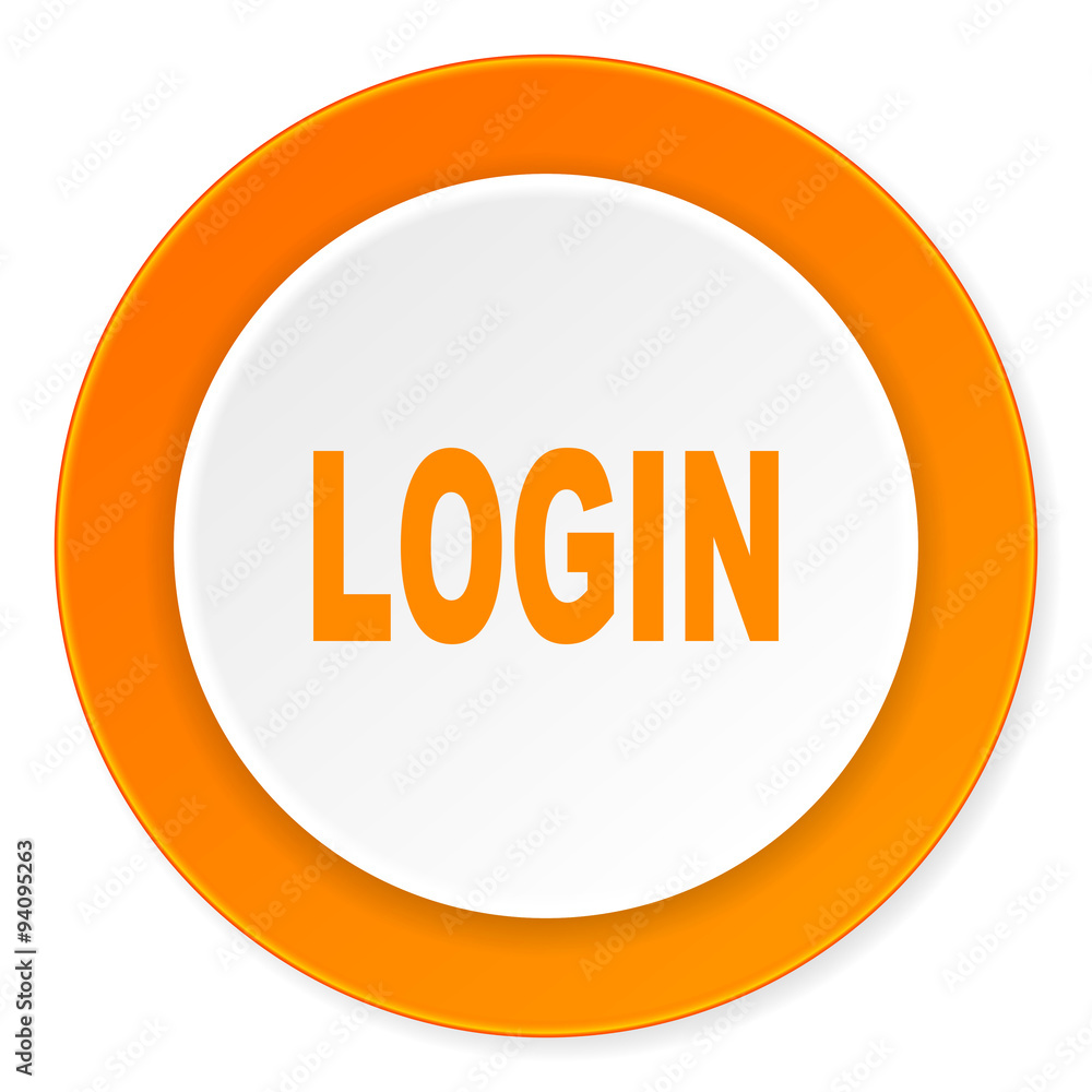 login orange circle 3d modern design flat icon on white background login orange circle 3d modern design flat icon on white background