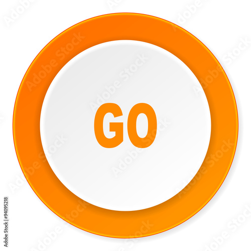 go orange circle 3d modern design flat icon on white background