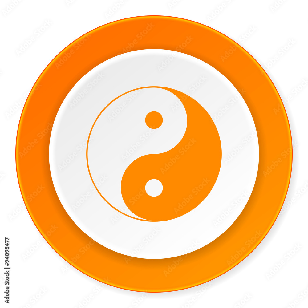 ying yang orange circle 3d modern design flat icon on white background ying yang orange circle 3d modern design flat icon on white background