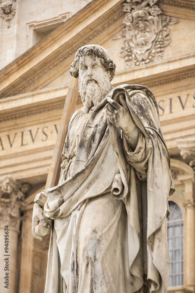 Saint Paul statue in front of the Basilica of St. Peter, Vatican