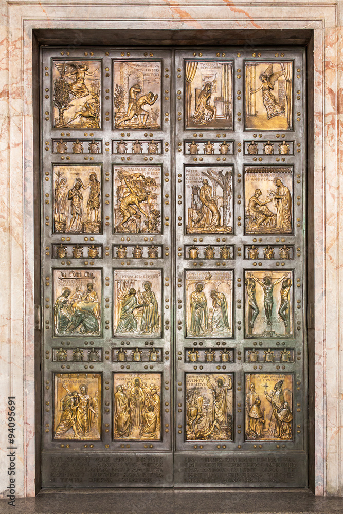 The famous Holy Door at St. Peter's Basilica in Vatican. Rome, I