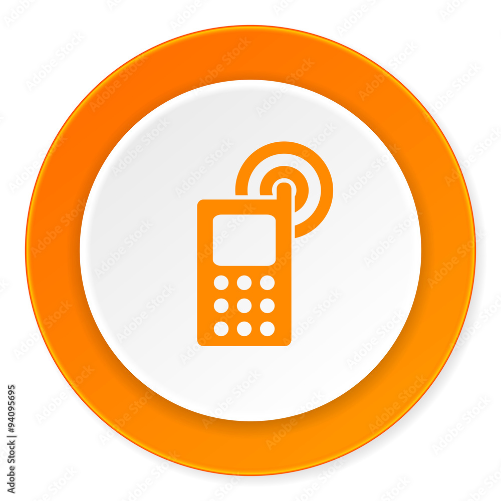 phone orange circle 3d modern design flat icon on white background phone orange circle 3d modern design flat icon on white background