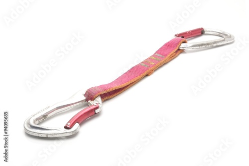 climber carabiner isolated on white background photo