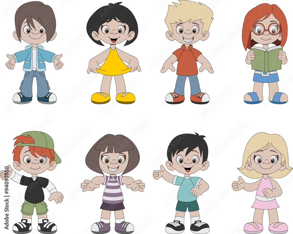 Group of happy cartoon children. Cute kids.
Group of happy cartoon children. Cute kids.