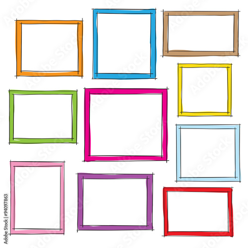 Photo frames doodle sketch, vector