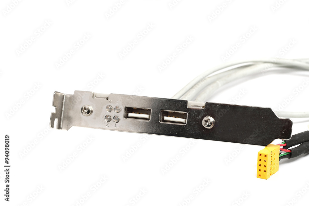computer plate with USB ports on the white computer plate with USB ports on the white