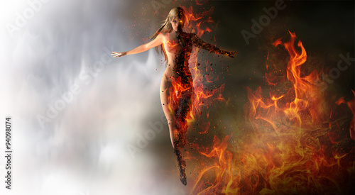 Fotografia Magical woman summoning fire