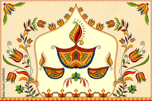 Happy Diwali background with diya