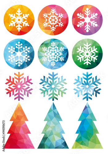 Polygonal Christmas set, vector