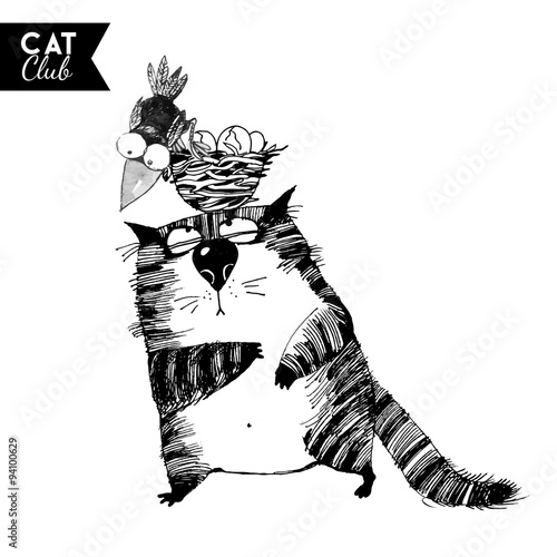 funny cat  character vector cat club