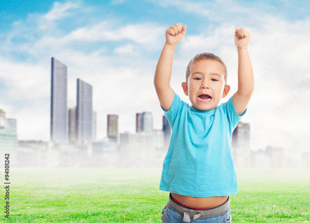 Obraz premium portrait of a little boy with animating gesture