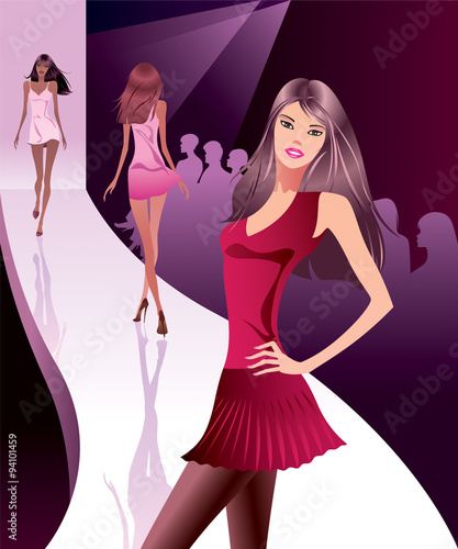 Fashion models represent new clothes - vector illustration