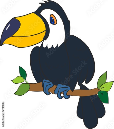 Cute toucan sitting on tree branch