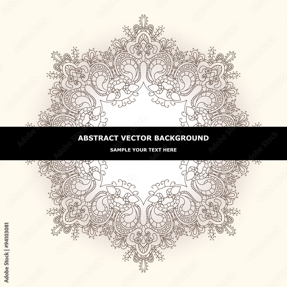 Vector design with abstract hand drawn waves pattern with decorative element. Template design for card. 
