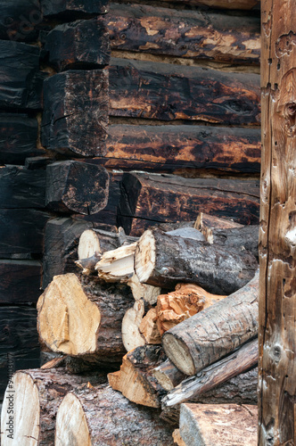 Wallpaper Mural Firewood stacked at a Loghome Torontodigital.ca
