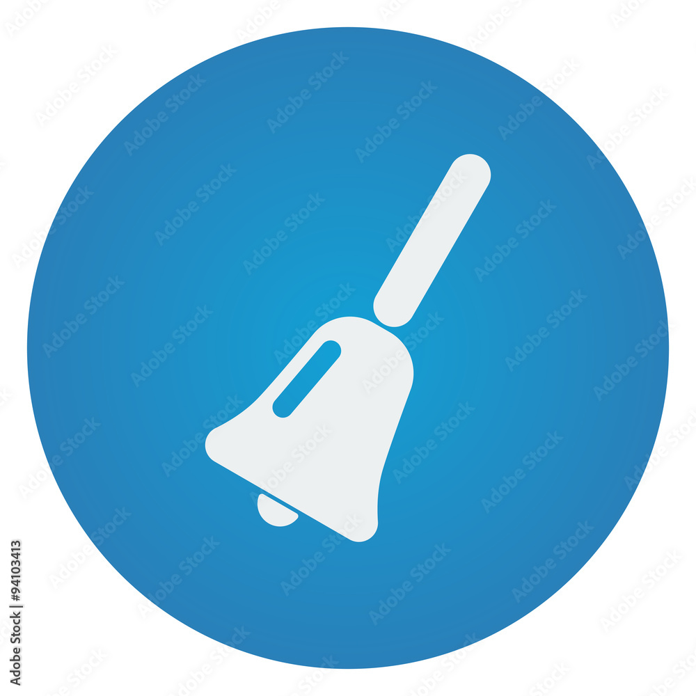 Flat white School Bell icon on blue circle Flat white School Bell icon on blue circle
