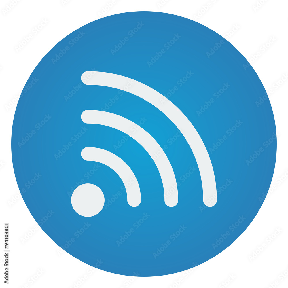 Flat white Wireless icon on blue circle Flat white Wireless icon on blue circle