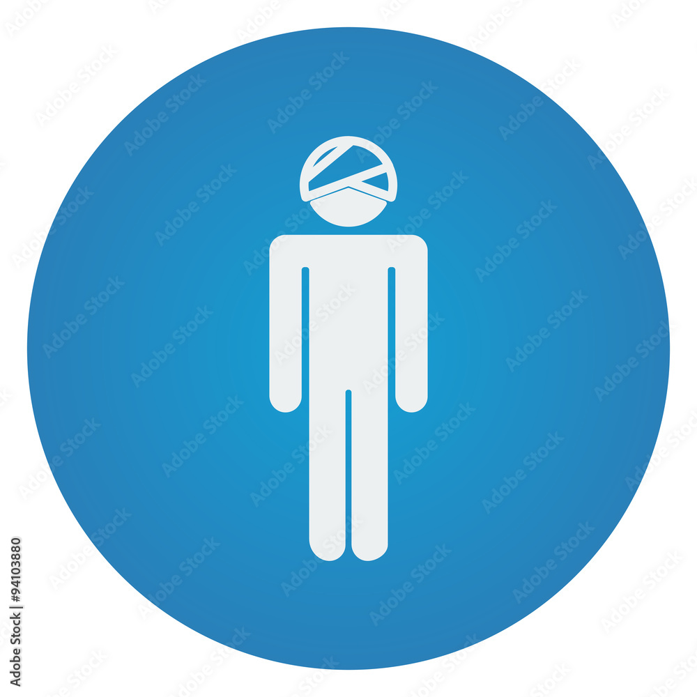 Flat white Head icon on blue circle Flat white Head icon on blue circle