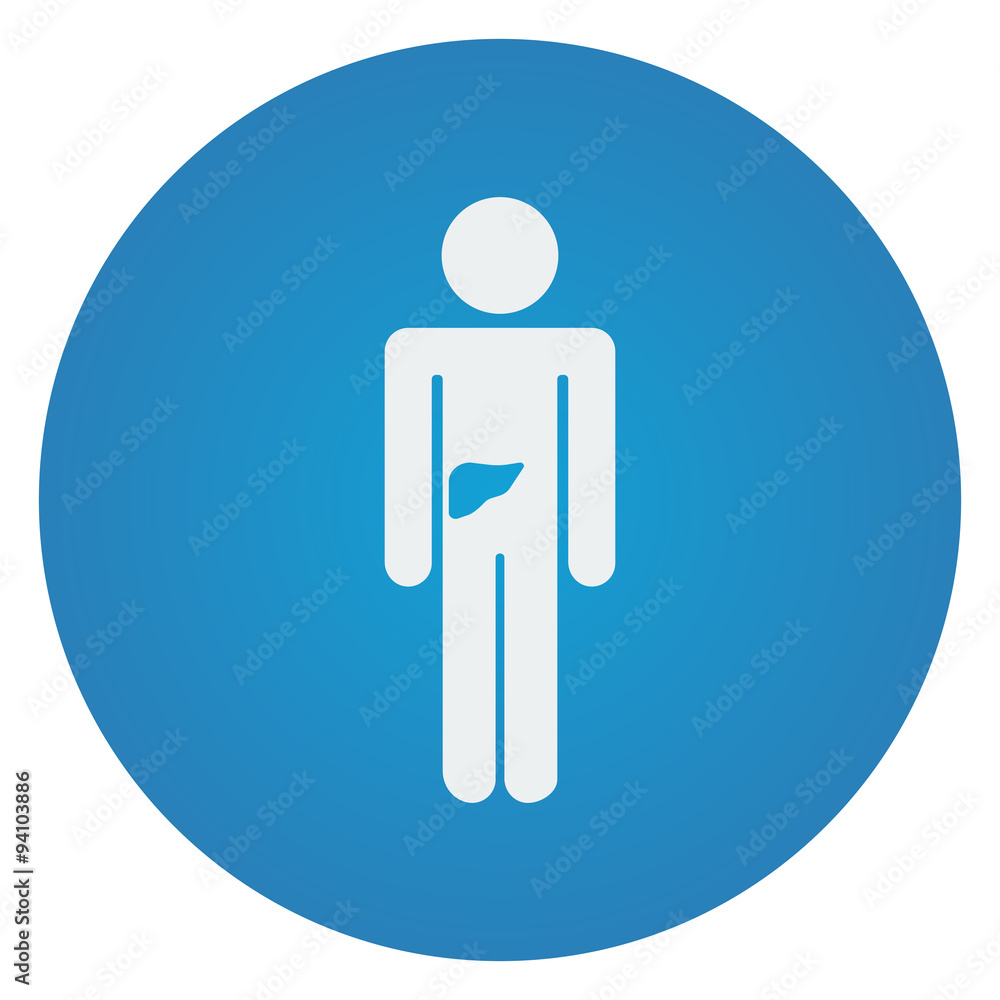 Flat white Liver icon on blue circle Flat white Liver icon on blue circle