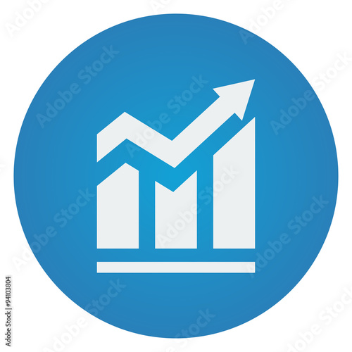 Flat white Trend icon on blue circle