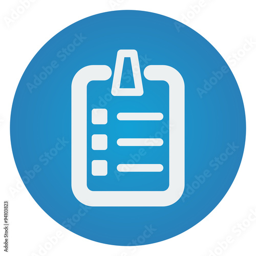 Flat white Checklist icon on blue circle