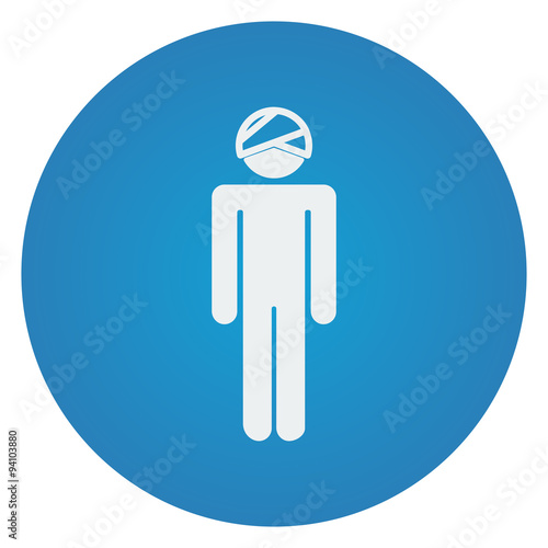 Flat white Head icon on blue circle
