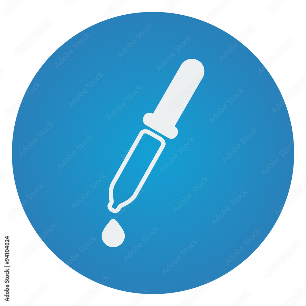 Flat white Pipette icon on blue circle Flat white Pipette icon on blue circle