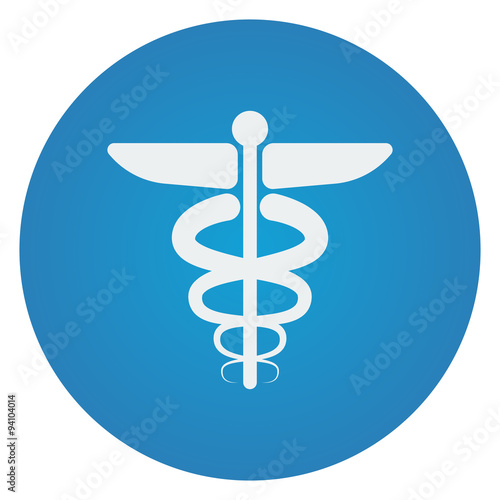 Flat white Medical  icon on blue circle