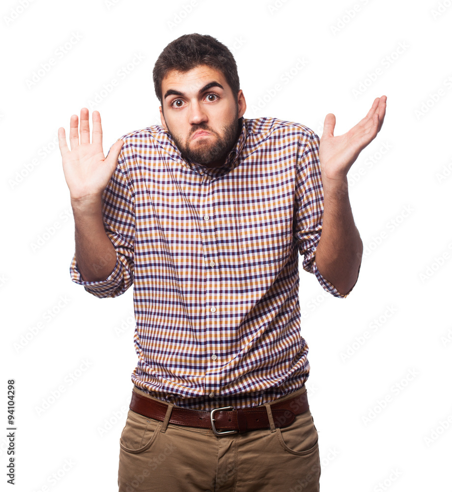 portrait of a young man doubting about something portrait of a young man doubting about something